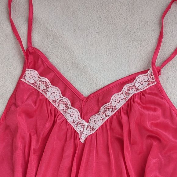 Vintage 60s Shannon Lee Slip Dress Petticoat Robe Women's M/L Pink Lace Sheer - Picture 9 of 11